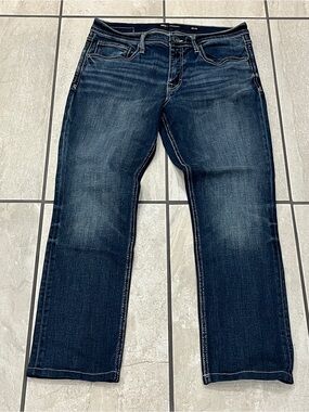 BKE Jake Men's Jeans 36x29 Dark Wash Whiskered Denim Straight Leg Relaxed